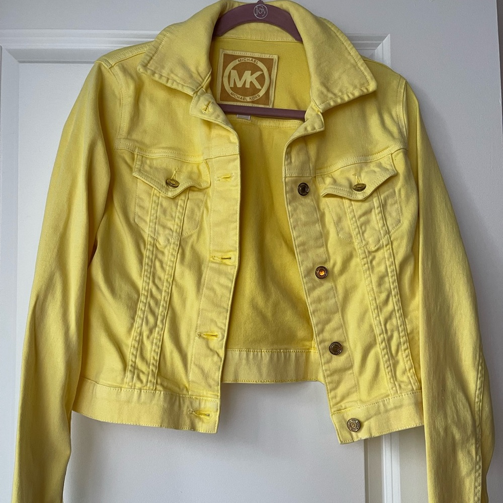 Michael Kors women’s size small denim style jacket in yellow Gently used.
